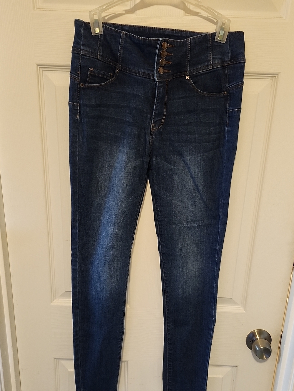 Wax Jeans Dark Blue High-Rise 4 Button Women's Skinny Jeans